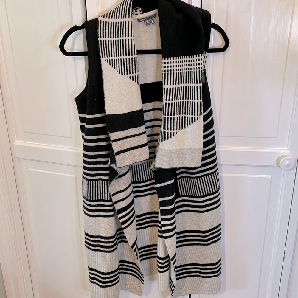 Black and white waterfall cardigan
